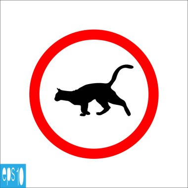 Hayvan izin işareti, beyaz sırt üzerinde kırmızı ince çizgi ile yuvarlak simge