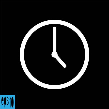 Saat simgesi , Beyaz ince çizgi saat simgesi (5 o'clock) - vektör iii