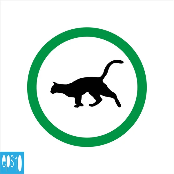 Animal allowed sign, round icon with green thin line on white ba — Stock Vector