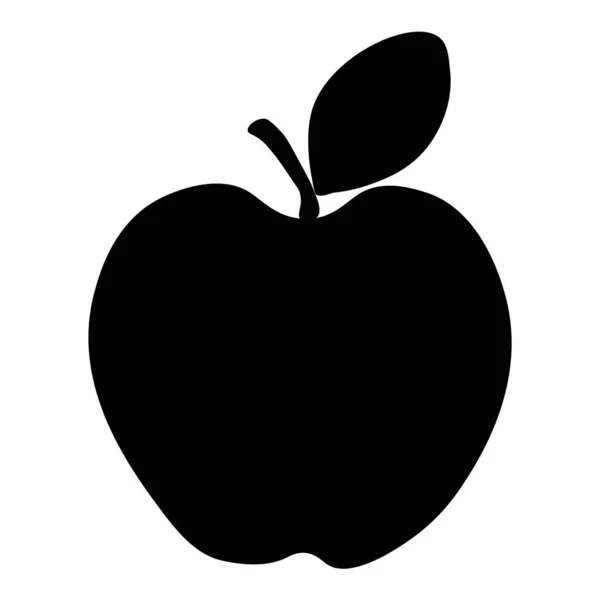 Icono de manzana, fruta. Silueta de manzana con hoja — Vector de stock