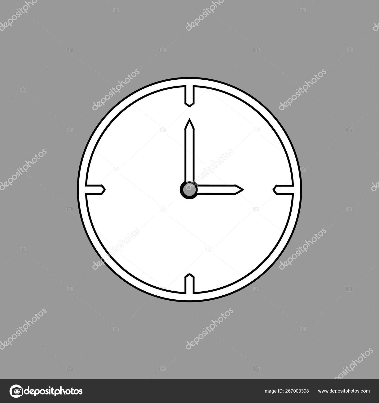 灰色の背景上の黒い細い線時計のアイコン 3時 Vect ストックベクター C Rahimov
