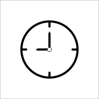 Siyah ince çizgi saat simgesi (saat 9) - vektör çizimi