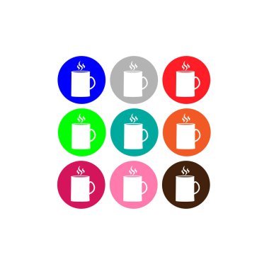 Kupa ile ayarlanmış çok renkli simge. Kahvaltı simgesi