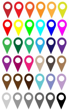 Farklı renk navigasyon (Gps) simgeleri , ince çizgi google harita ic