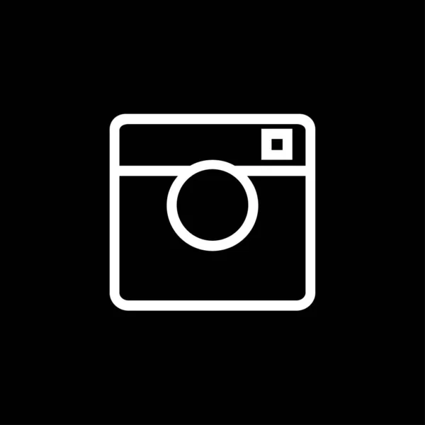 Ícone da máquina de foto branca em um fundo preto — Vetor de Stock