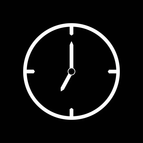 Weißes Thin Line Clock Icon (7 Uhr) - Vektorillustration — Stockvektor