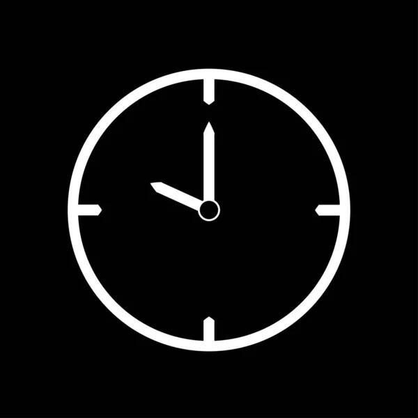 Icono blanco de reloj de línea delgada (10 en punto) - ilustración vectorial — Archivo Imágenes Vectoriales