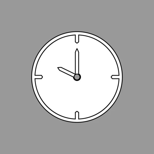 Mince icône d'horloge de ligne noire sur fond gris (10 heures) - vec — Image vectorielle