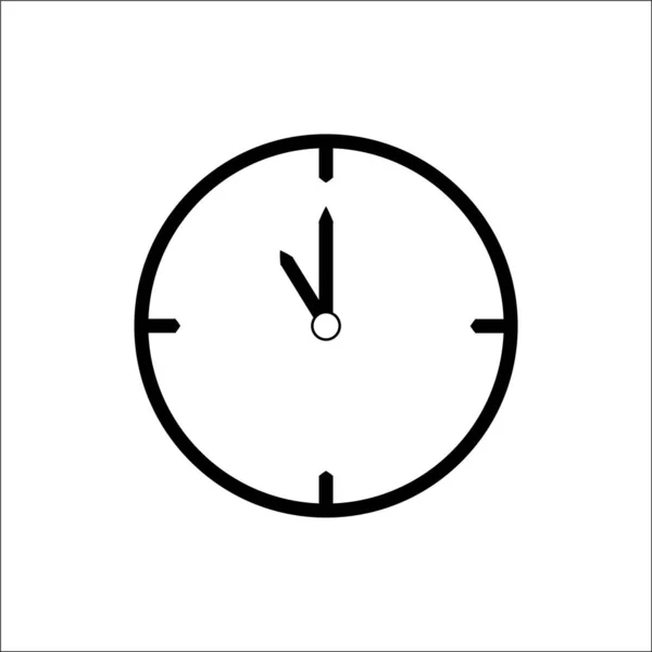 Schwarzes Thin Line Clock Icon (11 Uhr) - Vektorillustration — Stockvektor