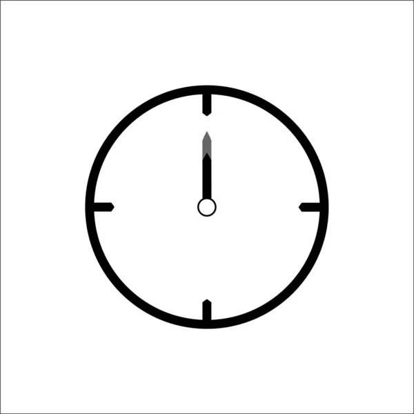 Schwarzes Thin Line Clock Icon (12 Uhr) - Vektorillustration — Stockvektor