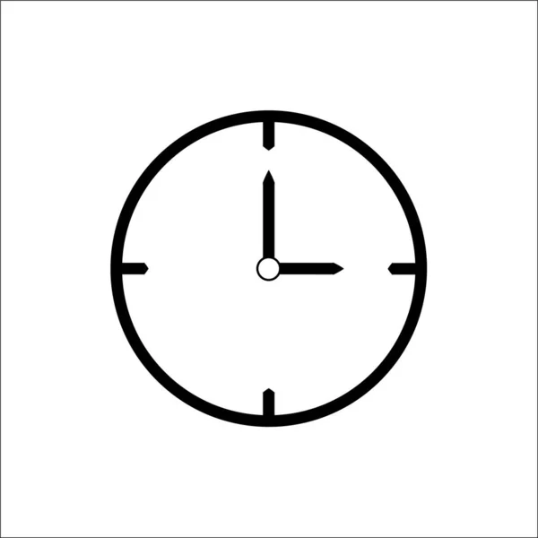 Schwarzes Thin Line Clock Icon (3 Uhr) - Vektorillustration — Stockvektor