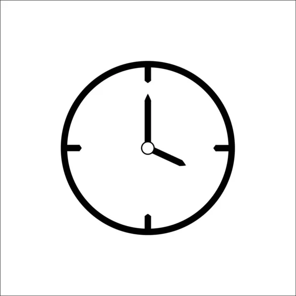 Schwarzes Thin Line Clock Icon (4 Uhr) - Vektorillustration — Stockvektor