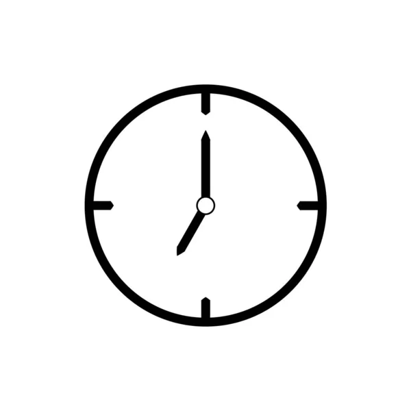 검은 색 가는 선 시계 아이콘 (7시) - 벡터 일러스트레이션 — 스톡 벡터