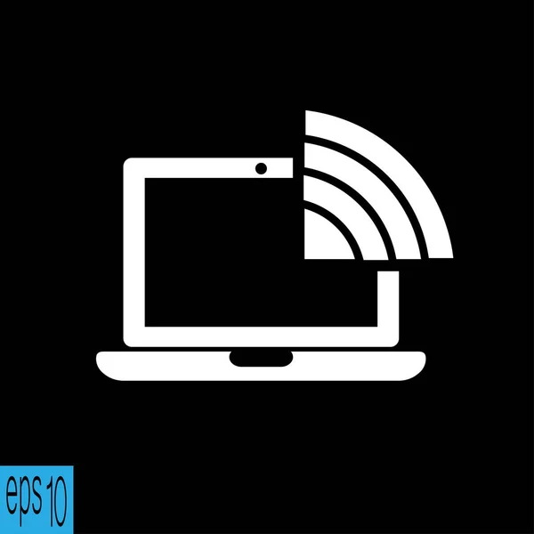 Laptop wifi, Wi-Fi icon-vector illustratie — Stockvector