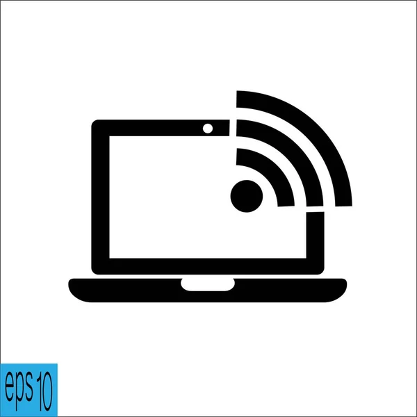 Laptop wifi, Wi-Fi icon-vector illustratie — Stockvector