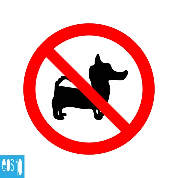 Signo de perro prohibido redondo rojo, icono sobre fondo blanco, rojo delgado — Vector de stock