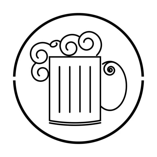 白い背景に泡のアイコンとビールのマグカップ — ストックベクタ