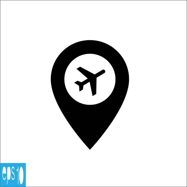 飛行機のアイコン、記号付きの地図アイコン - ベクトルイラスト — ストックベクタ