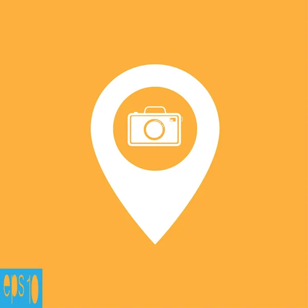 Mappa icona con fotocamera - illustrazione vettoriale — Vettoriale Stock