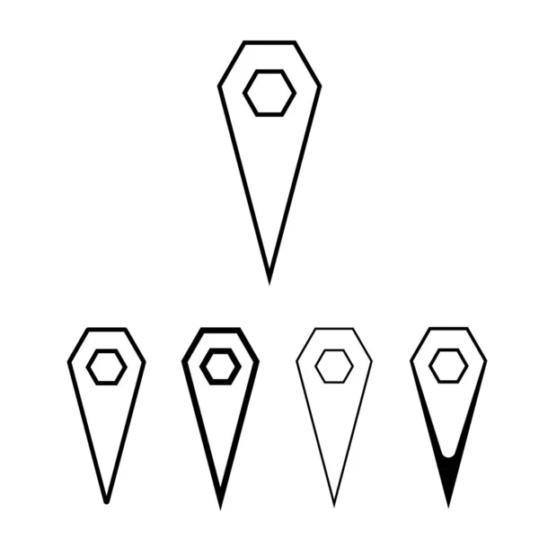 Différentes icônes de navigation (GPS) comme hexaèdre, ligne mince goo — Image vectorielle