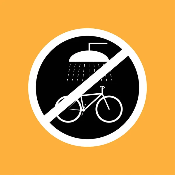 Round bicycle icon do not wash the bicycle ,white thin line on b — Stock Vector