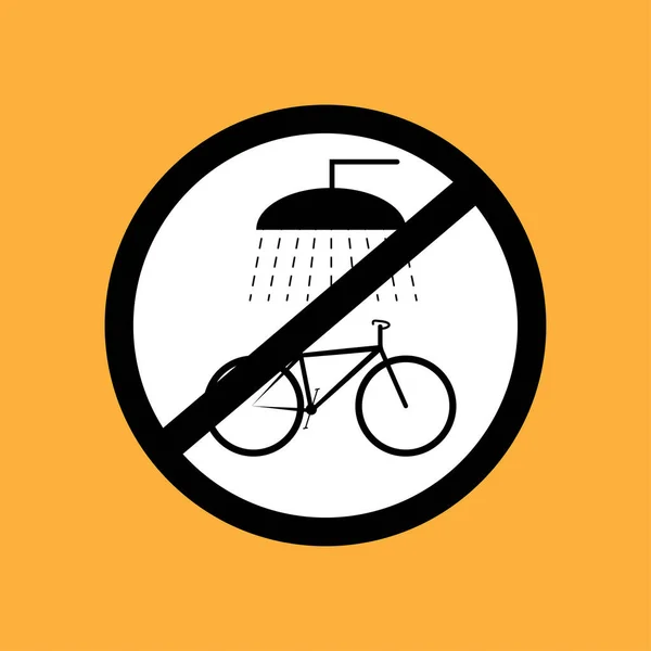 Round bicycle icon do not wash the bicycle ,black thin line on w — Stock Vector