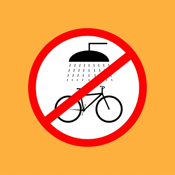 Ícone de bicicleta redonda não lavar a bicicleta, linha fina vermelha no whi — Vetor de Stock