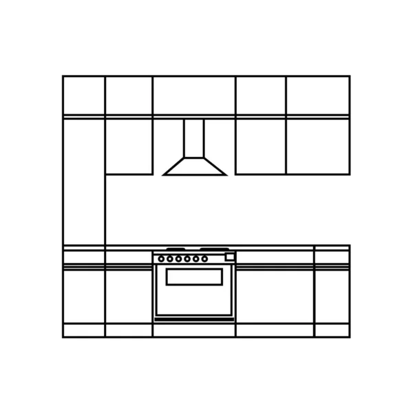 Ikone Küchenschränke, Gasherd — Stockvektor
