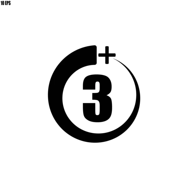 3 + pictogram, ondertekenen. informatiepictogram voor leeftijdsgrens-vector illustrati — Stockvector