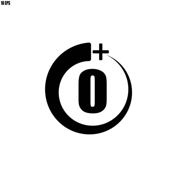 Icône d'information 0 + (Plus de 0 ans) ligne fine noire - vecteur — Image vectorielle