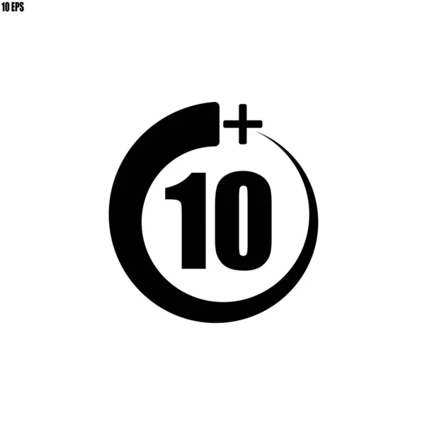 10 + ikon, skylt. informationsikon för åldersgräns-vektor illustration — Stock vektor