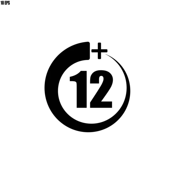12 + pictogram, teken. informatiepictogram voor leeftijdsgrens-vector illustrat — Stockvector