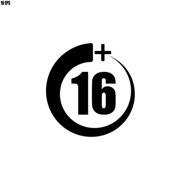 16 + pictogram, ondertekenen. informatiepictogram voor leeftijdsgrens-vector illustrat — Stockvector