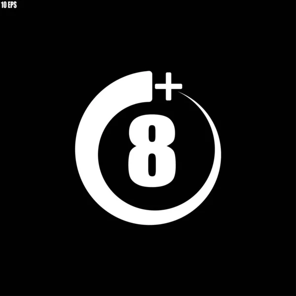 8 + icoon, sign.Information icoon voor leeftijdsgrens - vector illustrati — Stockvector