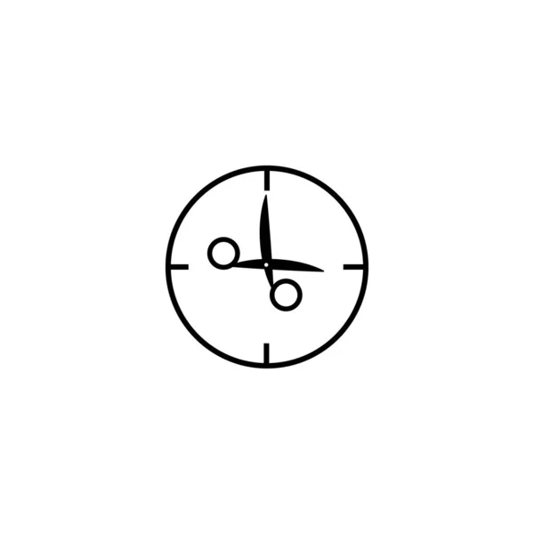 Reloj con tijeras en lugar de flechas signo. tres en punto — Archivo Imágenes Vectoriales