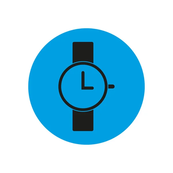 Піктограма наручного годинника на синьому колі — стоковий вектор