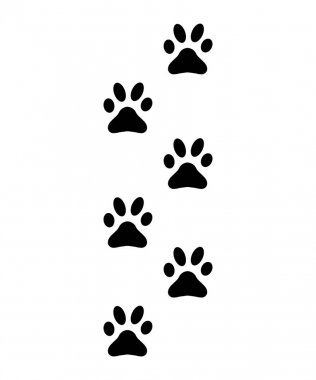 Pençeleri, ayak izleri, kedi siluet izleri, köpek - vektör Illust
