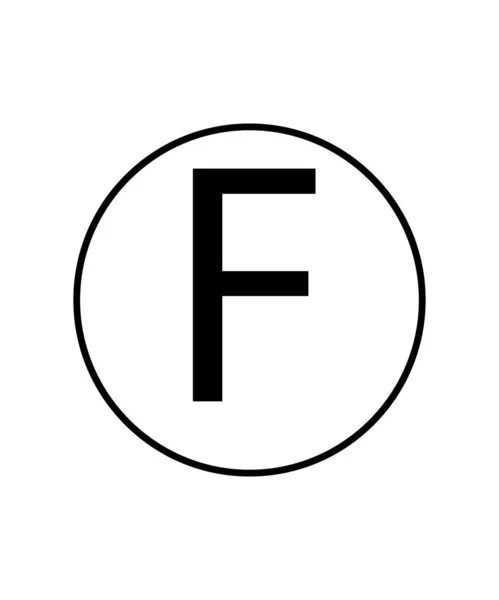 Petroleum solvent alleen ondertekenen. Wasserij symbool. Letter F in een circl — Stockvector