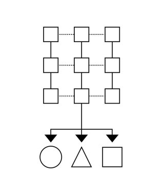 Analiz, mantıksal zincir, iş planı simgesi
