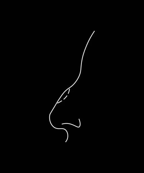 Noplastika Ikona Nosní Křivky Křivý Nos Bílá Čára Nose — Stockový vektor
