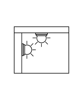 Duvar veya tavan montaj işareti için uygun aydınlatma. Tavanda ve duvar tabelalarında lamba.