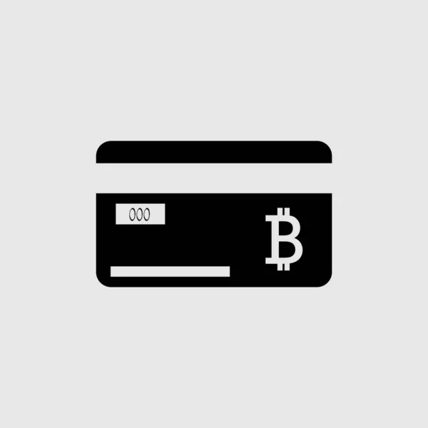 Kreditkarte mit einem Währungszeichen. Zeichen der Bitcoin-Währung — Stockvektor