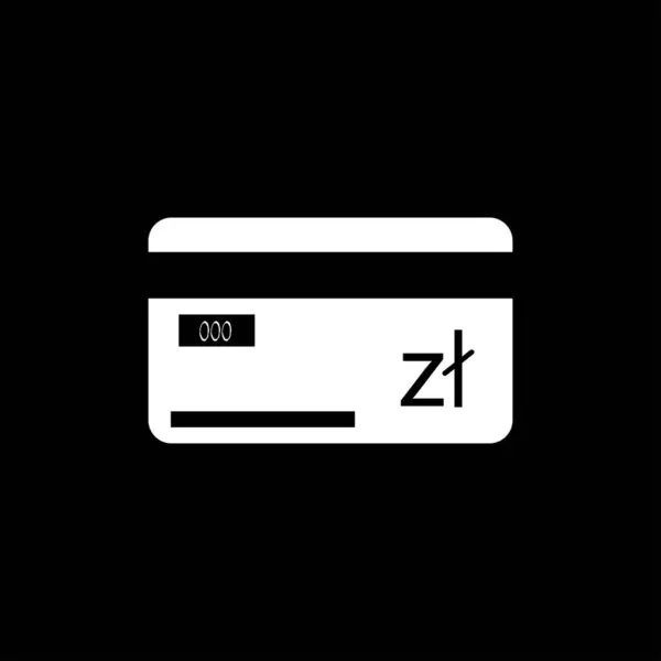 Hitelkártya jelvény. Lengyelország pénznem-jel zloty. Black háttér — Stock Vector