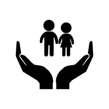 Çocuk koruma işareti. Eller ve çocuklar burcu.