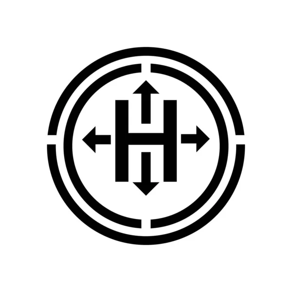 Mühürlü ambalaj işareti. İçinde dört ok olan H harfi — Stok Vektör