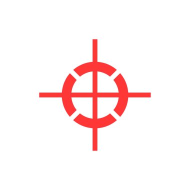 Ağırlık merkezi işareti. beyaz arka plan üzerinde kırmızı işaret