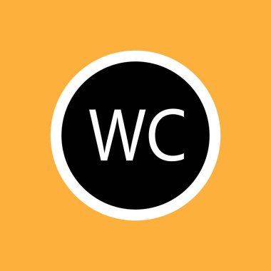 Wc(tuvalet) yuvarlak simgesi, siyah arka plan üzerinde beyaz ince çizgi - vec