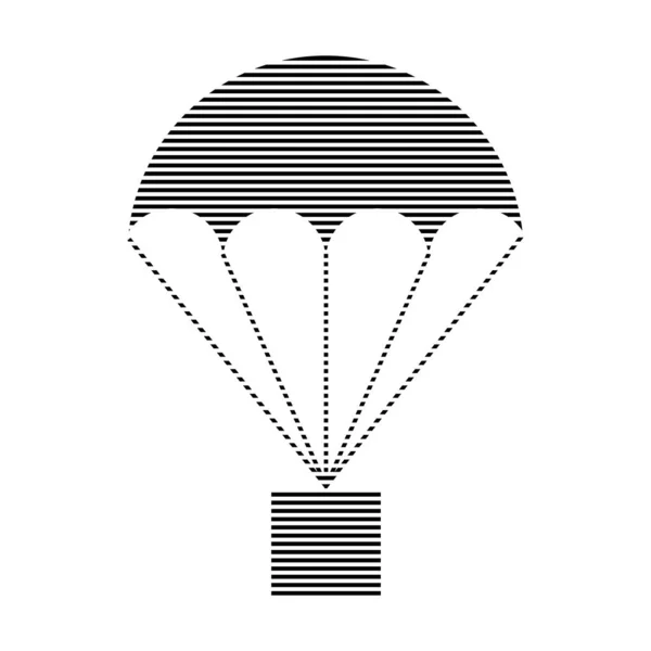 Parachute ombragé avec panneau de colis . — Image vectorielle