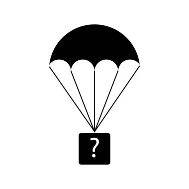 Soru işareti olan bir kutu ile Paraşüt