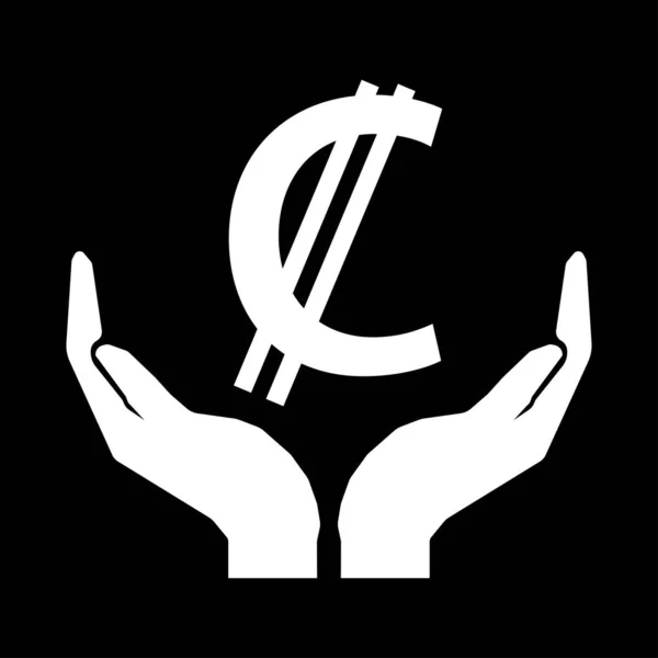 手和货币哥斯达黎加科隆标志。C 带两个条带 — 图库矢量图片